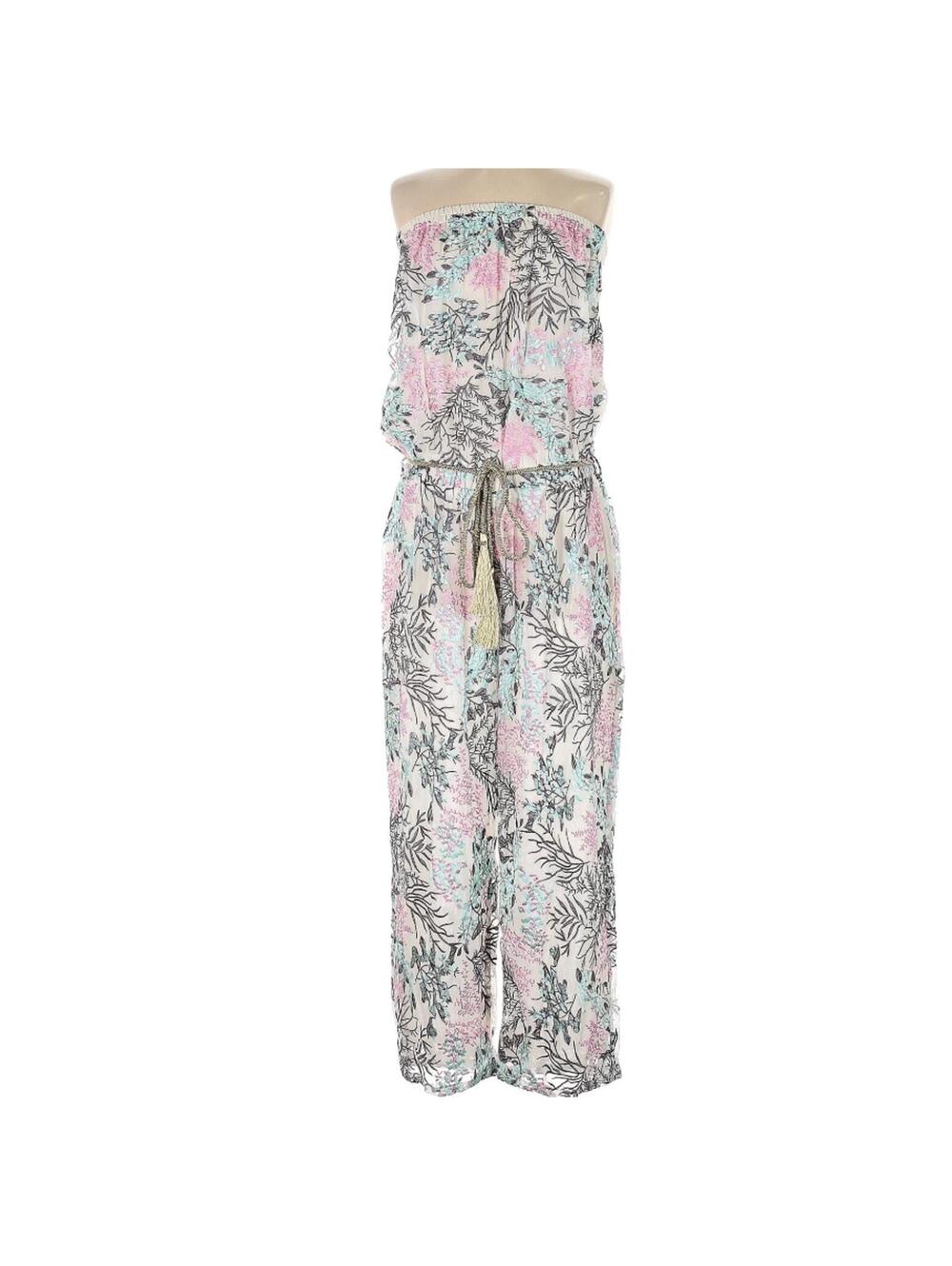 Taj by Sabrina Crippa Pink Floral Strapless Jumpsuit Size L